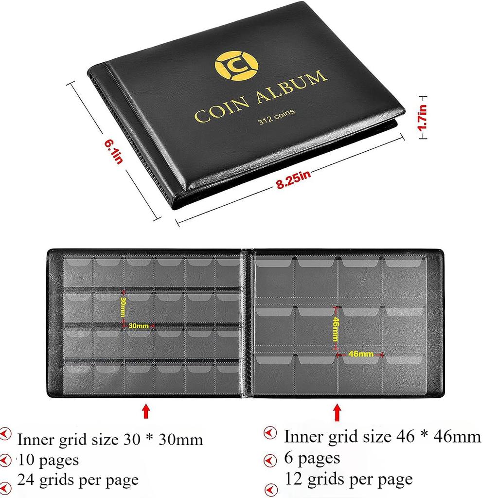 Книга для коллекционирования монет, 240, 300, 312 отделений, переносное хранилище для памятных монет, находящихся в обращении
