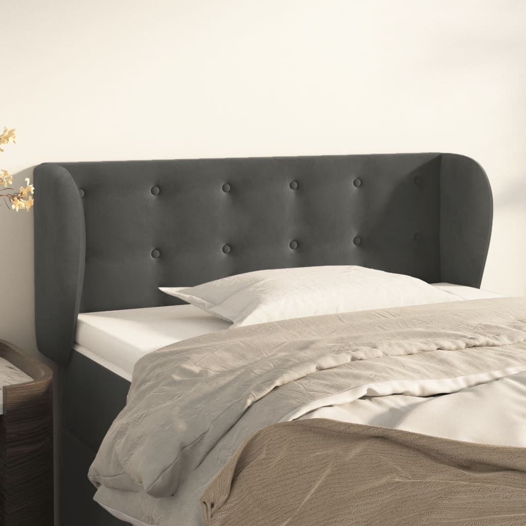 Headboard with Ears Dark Grey 83 x 23 x 78 88 cm Velvet