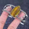 Natural Tiger Eye Gemstone 925 Sterling Silver Cuff Bangle Adjustable y4q23