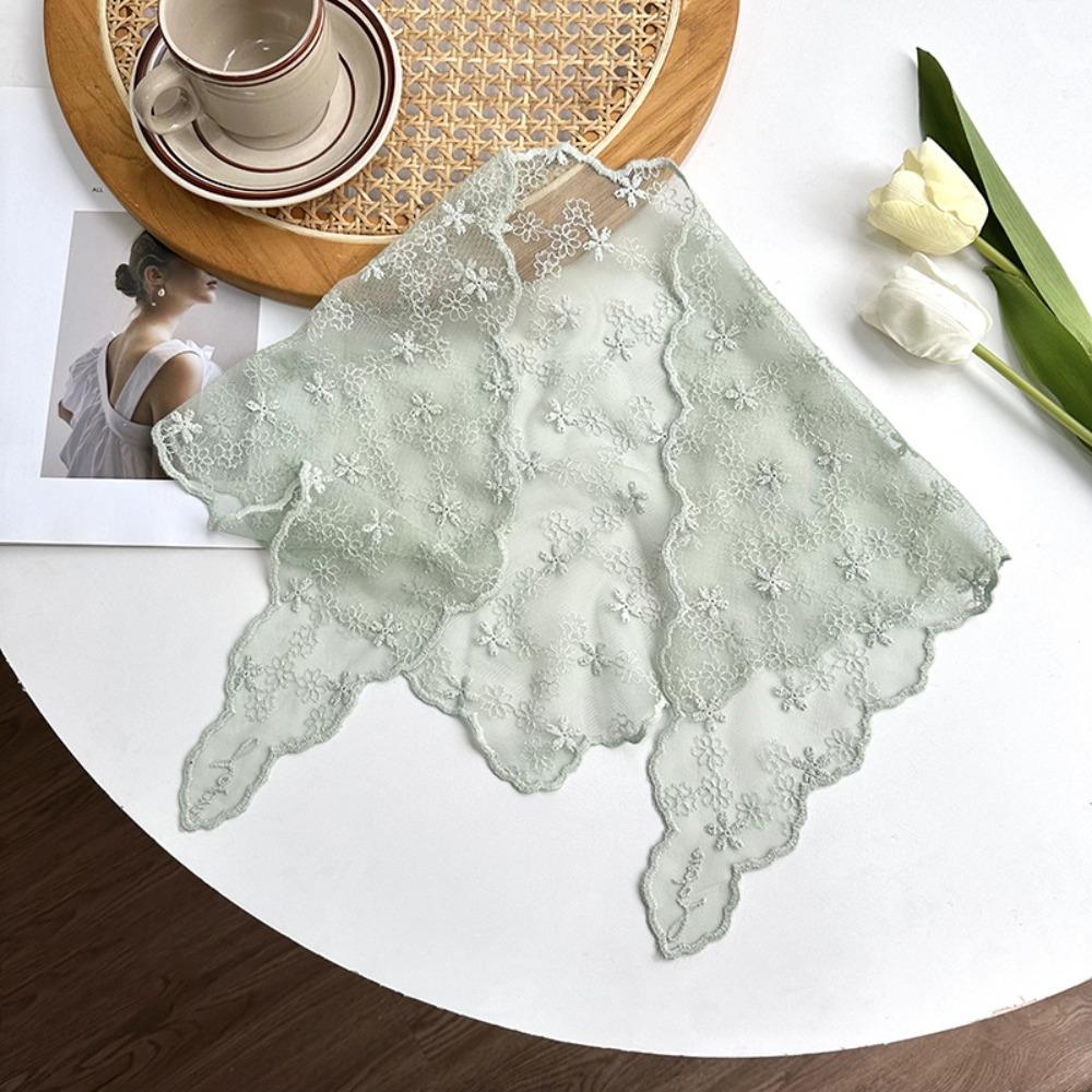 Elegant Triangular Scarf Retro Lace Scarf Versatile Silk Scarf for Women