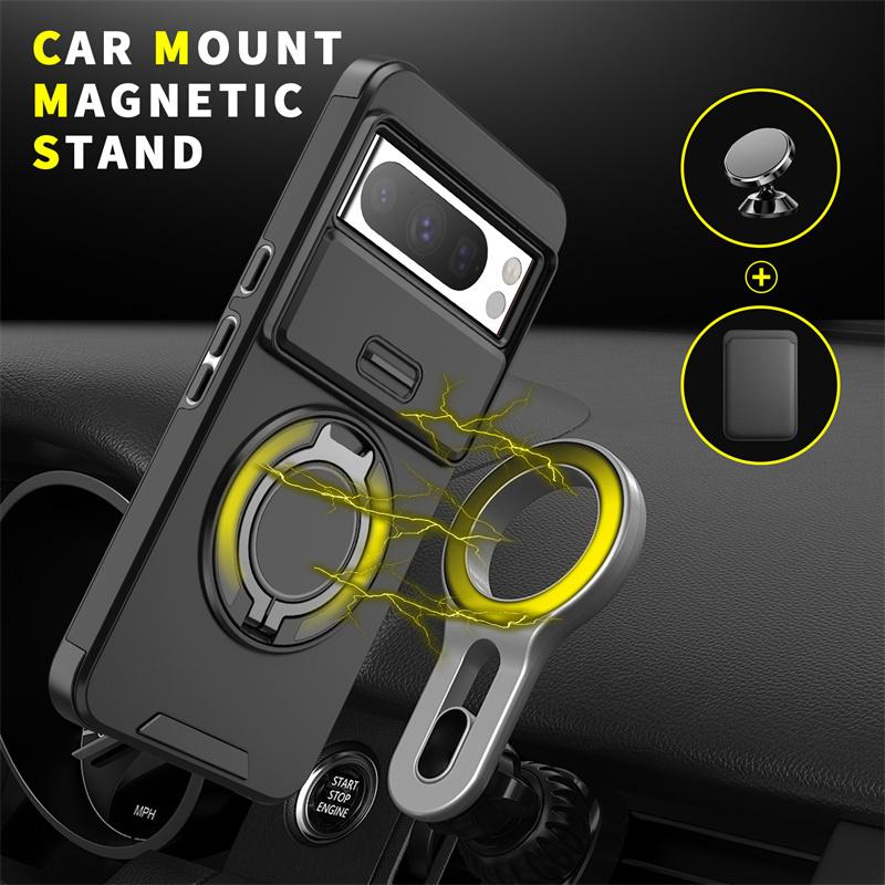 Shockproof Armor Case For Google Pixel 9 Pro XL 9Pro 5G Magnetic Ring Stand Phone Cover Pixel 7 8 Pro 8A 9A Camera Protect Funda