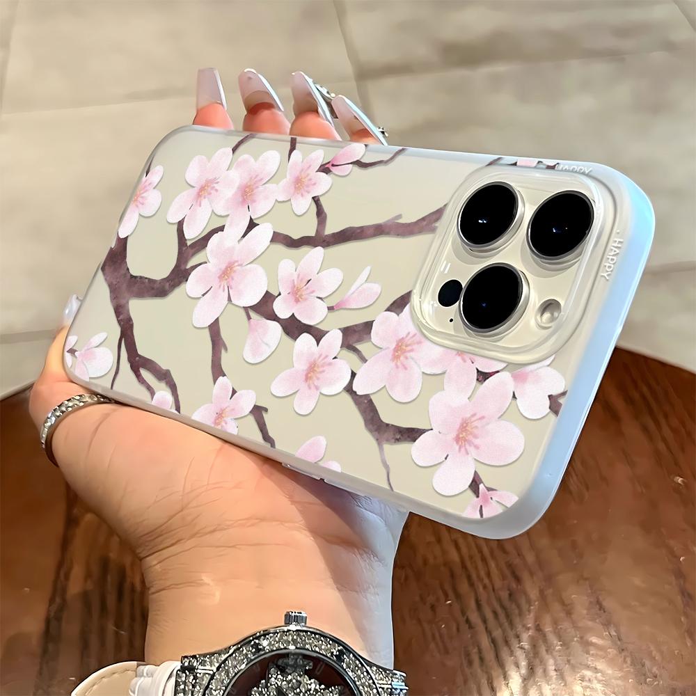 Розовые Цветы Персика Цветочный Чехол Для Телефона Для IPhone 17 17Air 16 Plus 15 14 Pro 13 12 11 Pro Max Силиконовый Мягкий Задний Чехол Funda