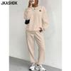 Женская мода повседневная весна осень однотонный принт длинный рукав О-образный вырез брюки брюки костюмы