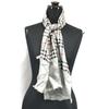 90s Vintages 100% Silk Scarf/124×35/Gray/Check Pattern/(USED)