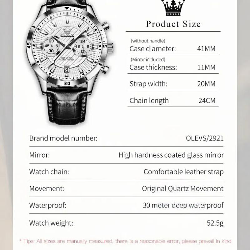 Fashion Trend High Beauty Men's Chronograph Multi Functional Quartz Watch Business Calendar Watch