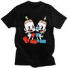 Индивидуальные Горячие Игровые Мультяшные Футболки Cuphead Mugman для Мужчин Хлопковые Футболки Футболка Футболка с Короткой Рукавой Одежда