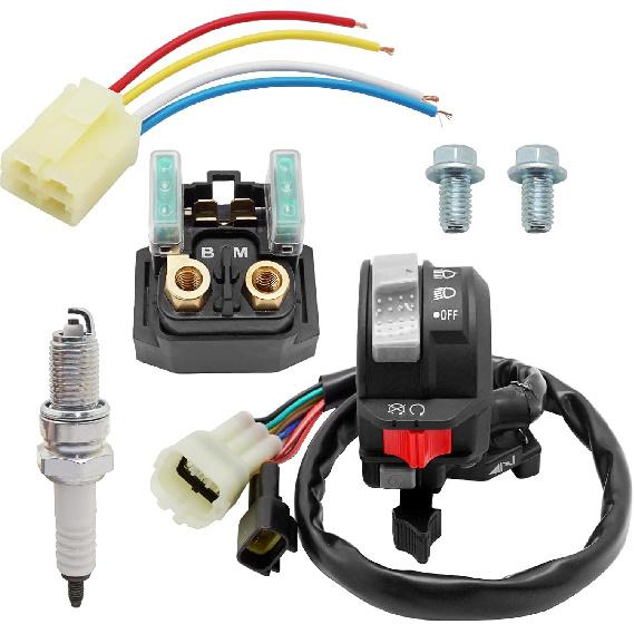 M MATI Выключатель старт-стоп и реле соленоида стартера и разъем и свеча зажигания для Yamaha YFM Big Bear 250/400 Grizzly 350/400/660 Kodiak 400/450 Wolverine 350/450