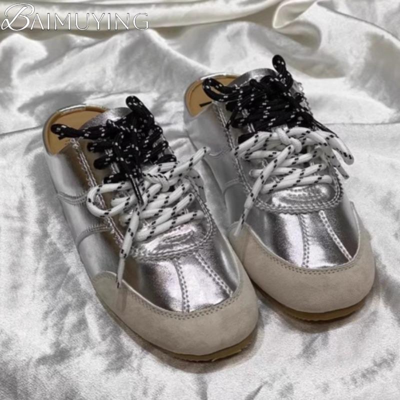 Модные повседневные кроссовки женские тапочки на шнуровке мюли обувь женские плоские сандалии тренд 2025 бренд спортивный дизайн беговые шлепанцы zapatos mujer