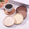 Solid Wood Coaster Beech Rosewood Walnut Round Wood Groove Coaster Heat Resistant Tea Coffee Coaster Placemat