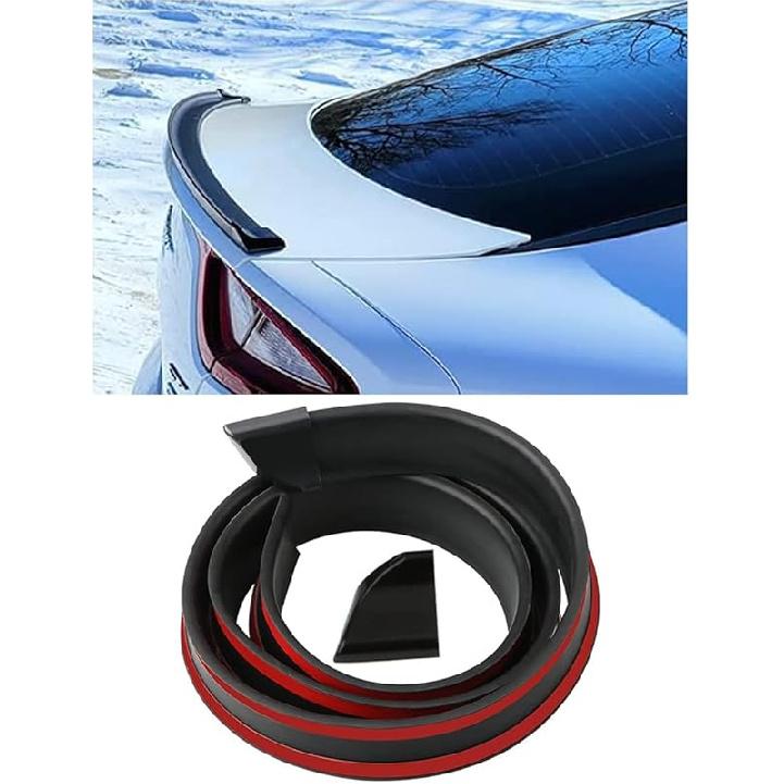 Car Rear Spoiler Roof Lip Kit, Carbon Fiber 3D Rubber Trunk Spoiler Trim Strip Cool Car Decoration, Universal Punch-Free Vehicle Exterior Accessory