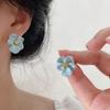 Летние Каникулы Капающее Масло Синие Цветочные Серьги Женские Нишевые Ретро Серьги Изысканные Высококлассные Пусеты Тренд
