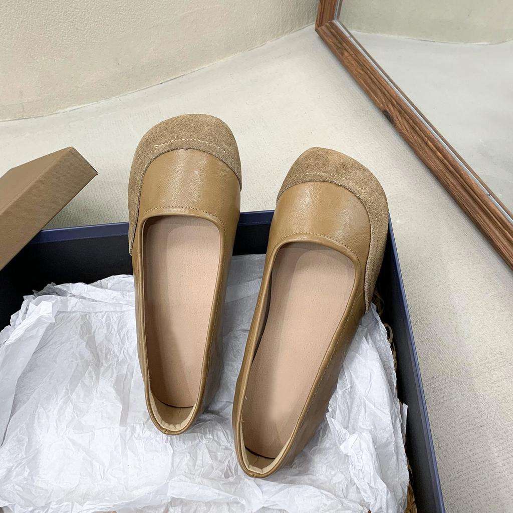 Retro Round Head Shallow Mouth Single Shoes Women Spring and Autumn New Evening Wind Flat Office Casual Comfortable Shoes