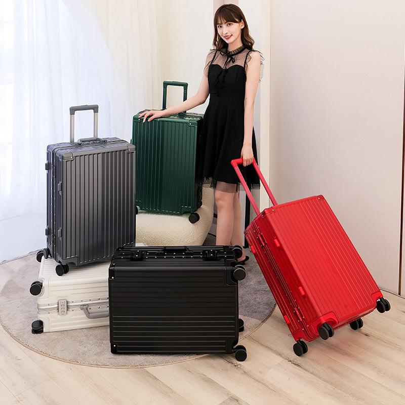 24-Inch Trendy Aluminum Frame Suitcase with Universal Wheels & Password Lock for Students