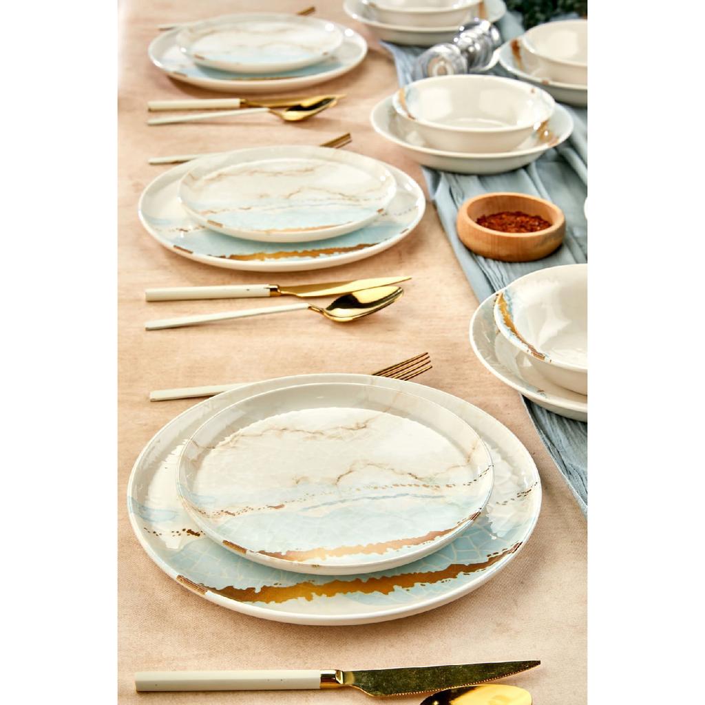 Gold Lux Ceramic Wishing Tree 24 Piece Dinner Set For 6 Persons