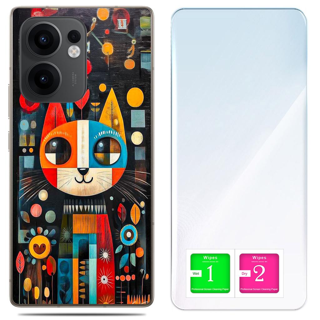 Etui Do Oppo Reno 13F 5G / 13 Fs 5G Foto Obudowa Case Plecki Kot + Szkło 9H