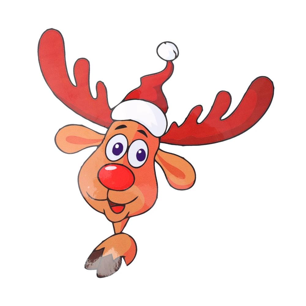 Рождественские наклейки на автомобиль, заднее стекло автомобиля, боковое стекло, бампер, мультяшный Санта-Клаус, лось, декоративная наклейка, рождественская самоклеящаяся наклейка