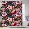 Watercolor Floral Shower Curtain Waterproof Bathroom Decor Burgundy Pink Green Red Colorful Bloom Patterns Set Includes 1 Panel