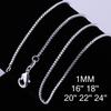 Серебряная коробочка 1 мм, 16-24 дюйма, ожерелье-цепочка - Европейский и американский стиль, Корейская версия C007