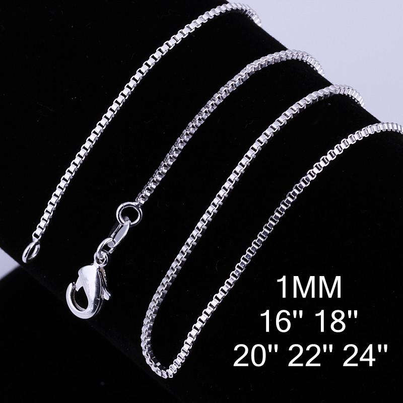 Серебряная коробочка 1 мм, 16-24 дюйма, ожерелье-цепочка - Европейский и американский стиль, Корейская версия C007