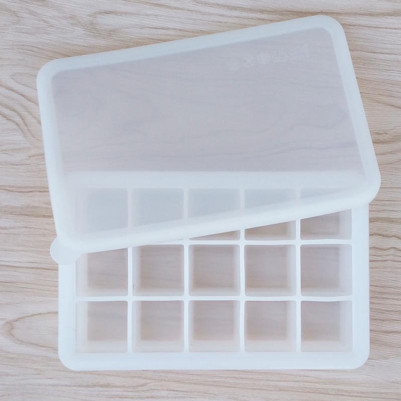 Platinum Grade Silicone Ice Tray with Lid - 15 Grid Baby Food and Ice Cube Mold