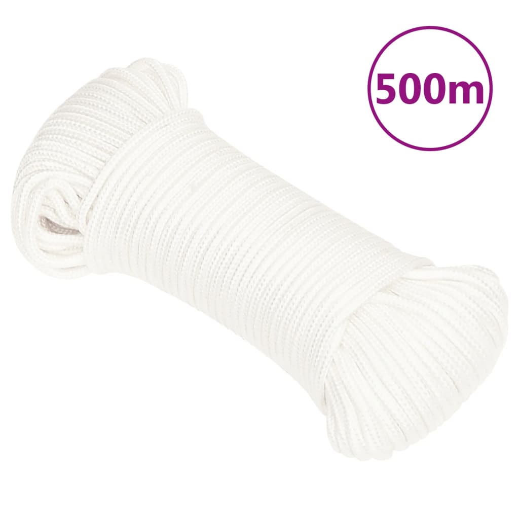 Vidaxl Linka Żeglarska, Biała Jednolita, 5 Mm, 500 M, Polipropylen