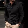 Men's Spring Long Sleeve Polo Shirt Solid Color Turn-down Collar Golf Shirts Fashion Business Casual Male Tops Tees