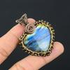 Heart Shape Labradorite Gemstone Handmade Copper Wire Wrap Jewelry Pendant For Women