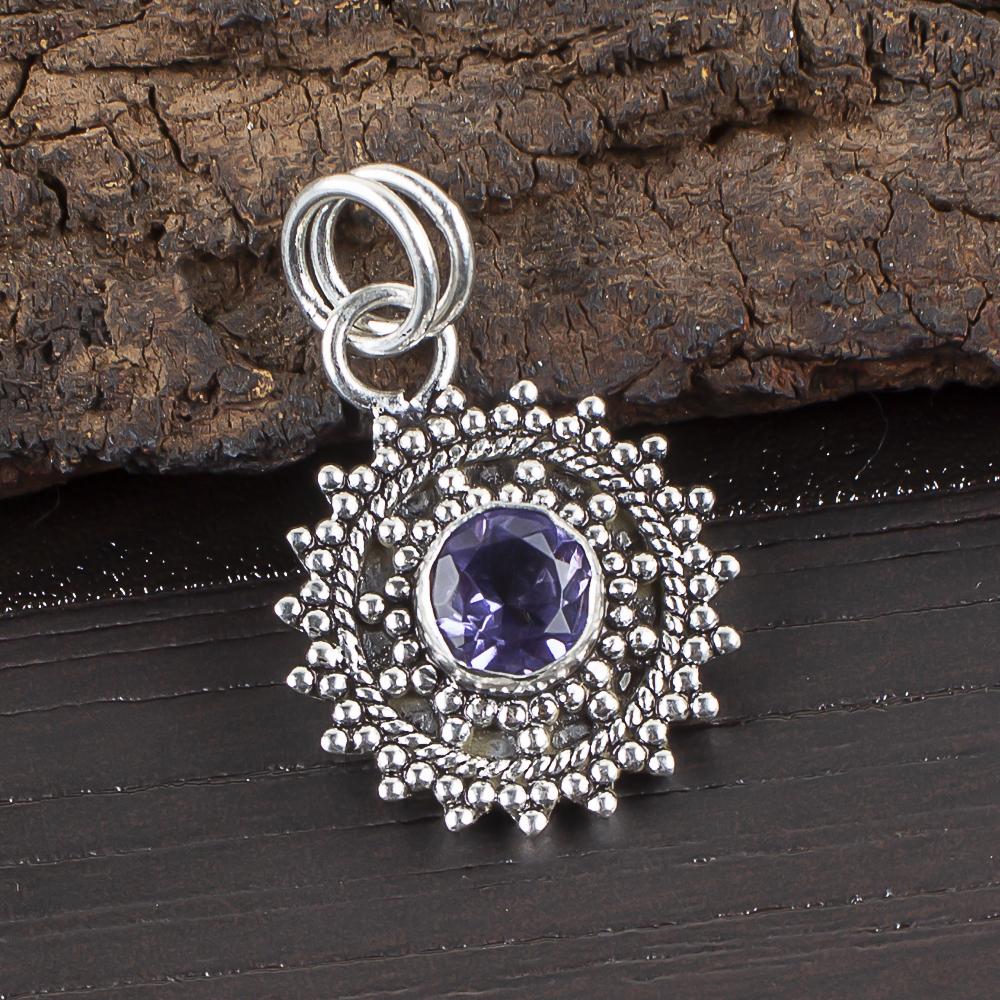 Iolite Jewelry, Handmade Gemstone Pendant, 925 Solid Sterling Silver Pendant Antique Jewelry, For Engagement Gift