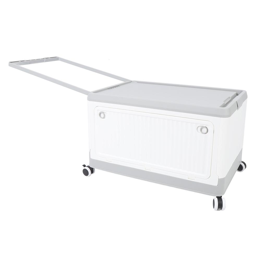 Folding Storage Bin with Lid Wheels PP Stackable Rolling Utility Storage Box Container with Handle for Clothes Books