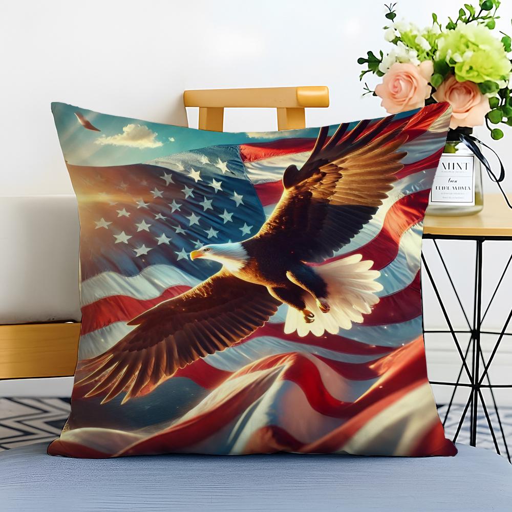 Independence Day Cushion Cover Washable Linen comfort Soft  for Sofa Bed Cozy Home Room Decor