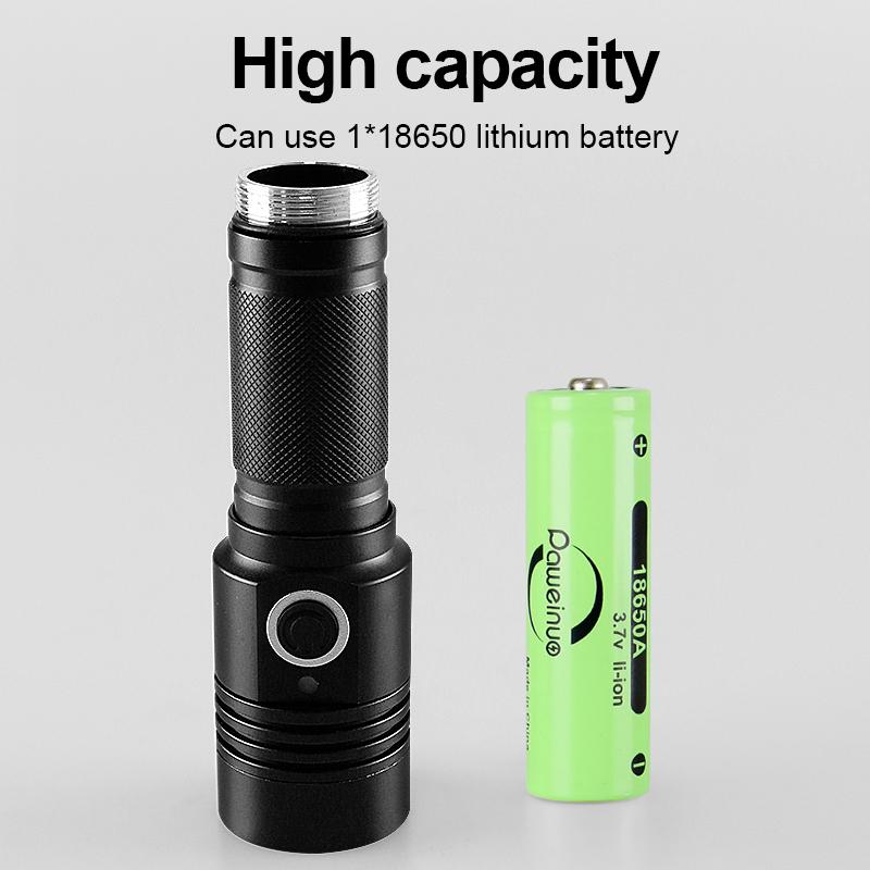 XHP50 Супер яркий фонарик Портативная лампа с зумом Водонепроницаемая перезаряжаемая вспышка Открытый фонарь для кемпинга