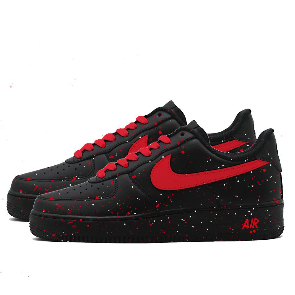 Nike Air Force 1 Алый Горошек Устойчивые к истиранию Нескользящие Низкие Кеды для Скейтборда Унисекс Черный Красный cw2288001(Команда1039-)