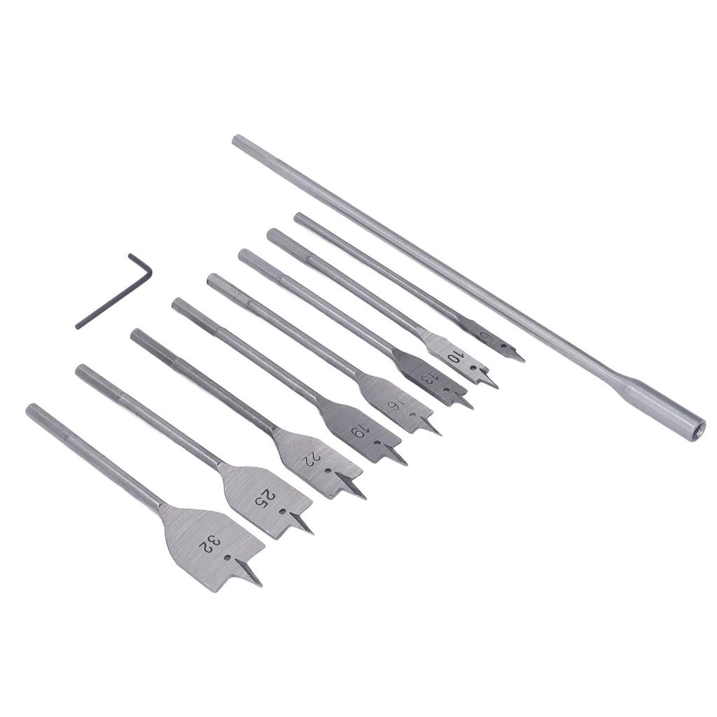 Набор из 10 сверл по дереву, высокоуглеродистая сталь, 8 размеров, хвостовик 1/4 дюйма, перьевые сверла для деревообработки