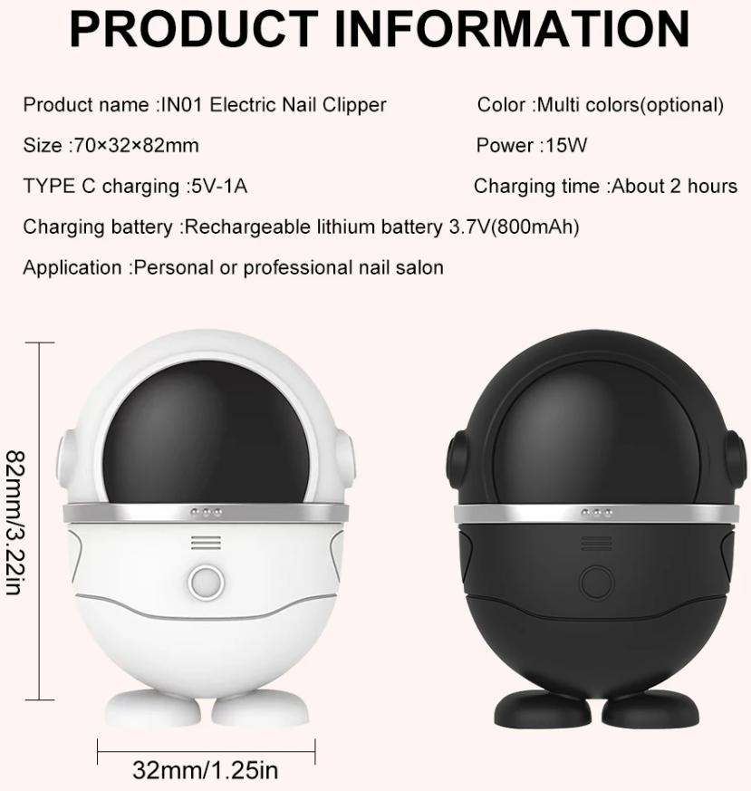 Электрическая автоматическая машинка для стрижки ногтей, перезаряжаемый триммер для ногтей с пилочкой для ногтей для детей, портативный инструмент для маникюра