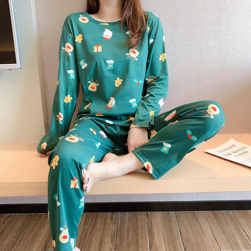 Women's Cute Cartoon Pajama Set - Long-Sleeve Top & Trousers