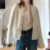 Vintage White Slim Fit Short Cardigan Jacket for Women Autumn Outerwear Knitted Sweater Cardigans Female Round Neck Elegant Warm Knitwear Coats 25345