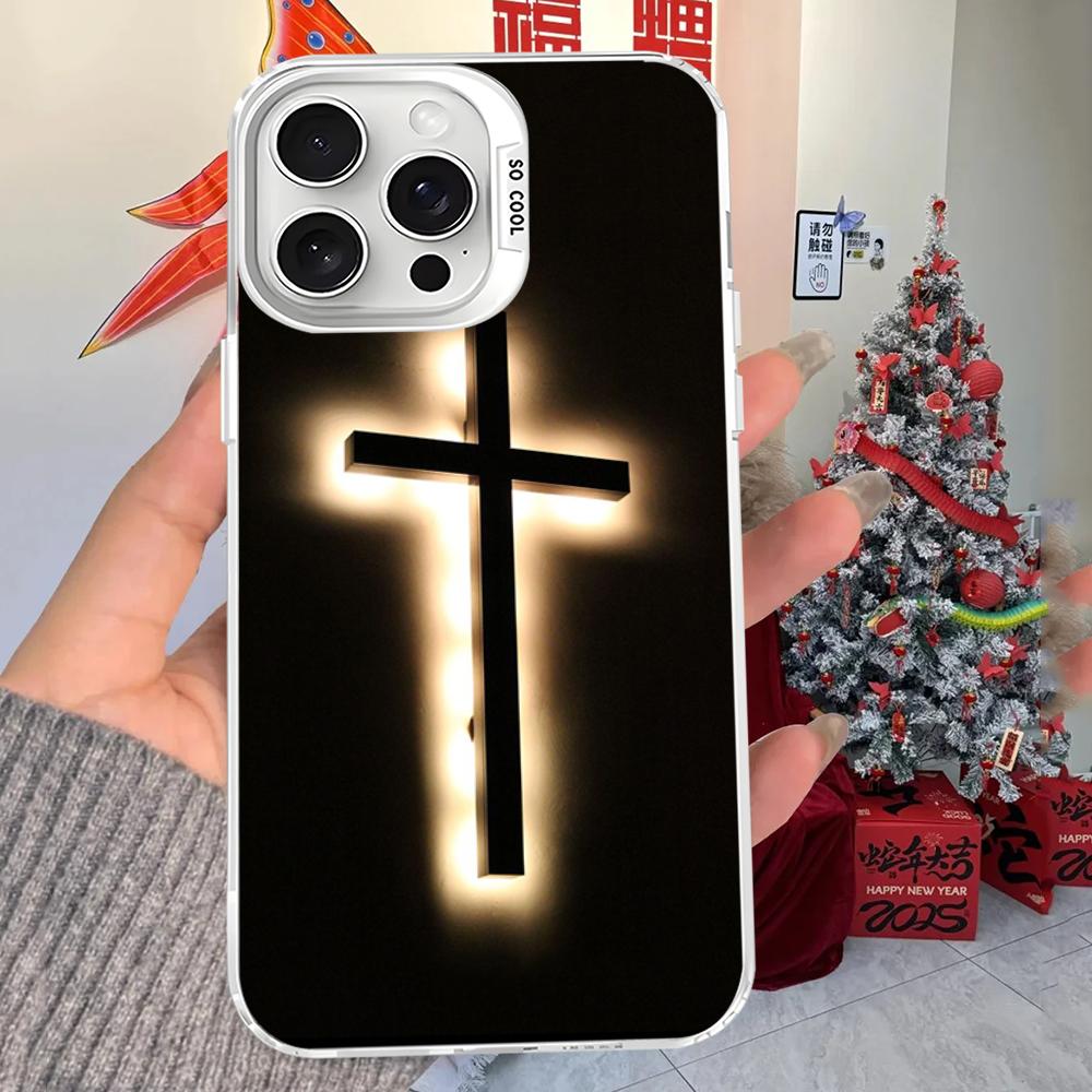 Чехол для телефона Крест Иисуса Христа для iPhone 16 15 14 13 12 11 Pro Max X XR XSMAX 8 7 Plus Матовый Ударопрочный Задний Чехол