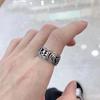 Hollow Six-character Mantra Ring with Open Opening for Men and Women, Protective Trendy Men's Retro Single Ring