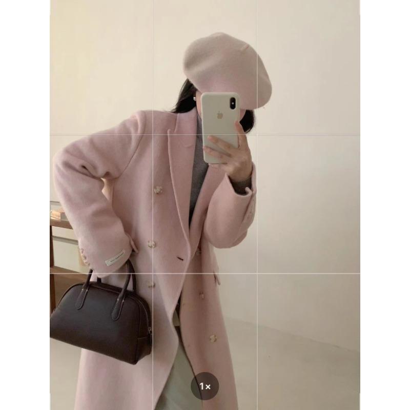 Двустороннее шерстяное пальто, длинное женское пальто высокого класса