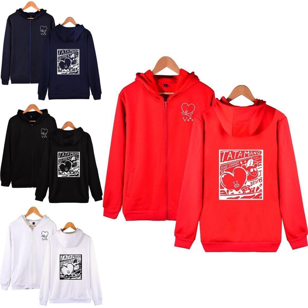 Zipper Bts Sweatshirt Bt21 Bangtan Boys Tata Casual Sweatershirt Kpop Hoodie