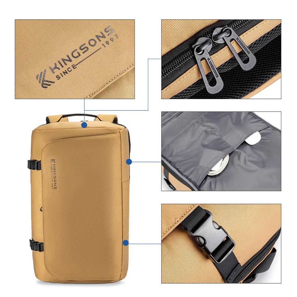 Men Women Backpack Kingsons For 17 Inch Laptop 2025 New Recycled Polyester 32 L Large Capacity 180° Open Waterproof Travel Backpack Khaki K10218R