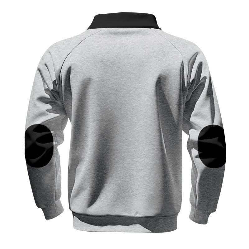 Men S Loose Stand Collar Zip Up Color Block Fleece Lined Casual Sweatshirt