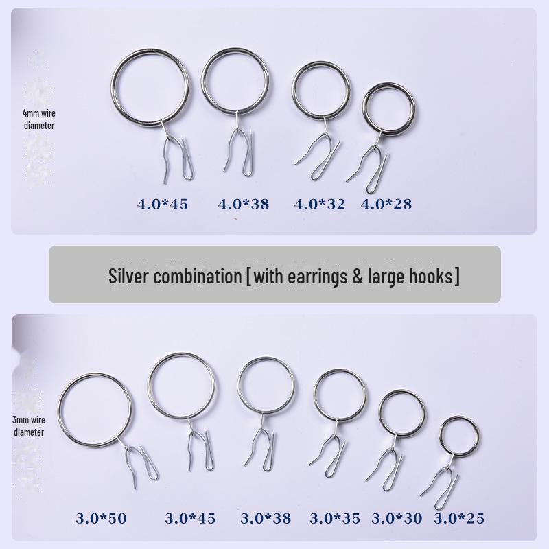 Черный крючок для душевой шторы с римским кольцом и крючком-булавкой