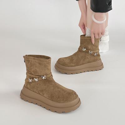 Ботильоны на толстой подошве с бабочками, в стиле ретро, модные, осенне-зимние, с темпераментом, модные женские ботинки