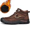 Осенние/зимние кожаные ботинкиМужские походные ботинки с высоким верхом из плюшевой кожи и хлопка для активного отдыха, большой размер 39-46