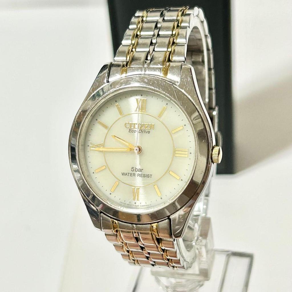 Б/у Мужские часы CITIZEN Citizen Eco Drive На солнечной батарее E030-L20646 Бежевый циферблат Серебристый Золотой