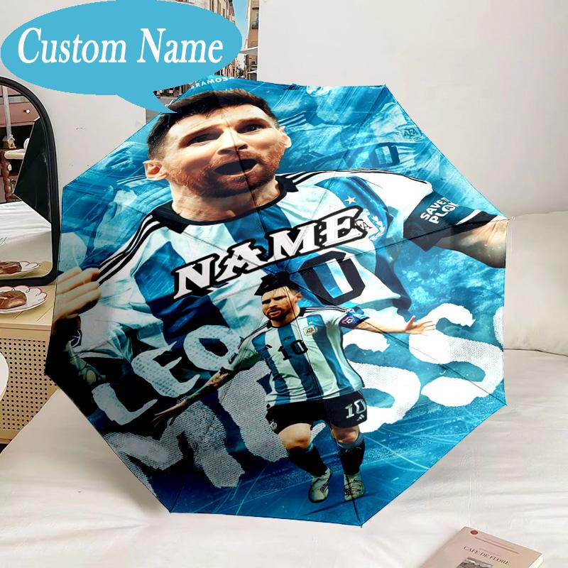 Custom Name Umbrella Argentina's Messi Celebration Umbrella 8-Frame for Travel, Camping, Casual Lightweight Portable, Essential for Family Gifts