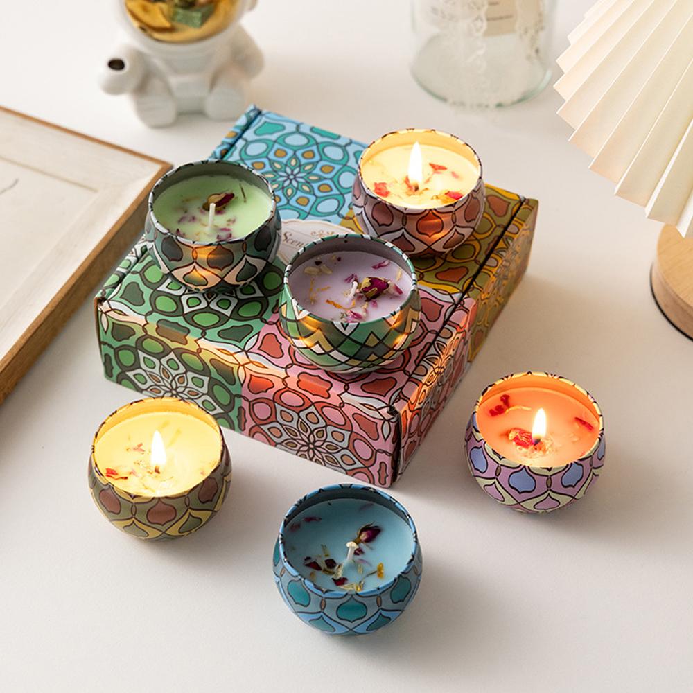 4Pcs Scented Candles Set, Soy Wax Candle In Metal Tin Aromatherapy Candles with Floral Scents Home