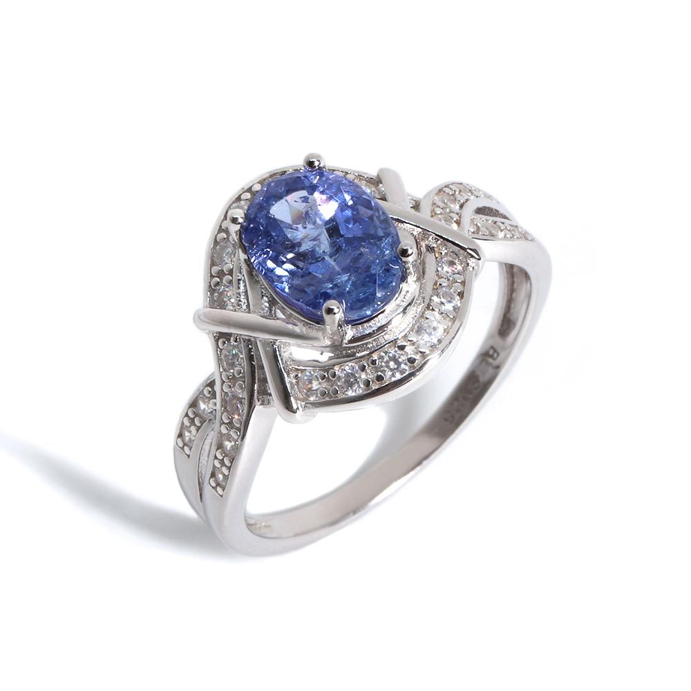 Bolaijewelry Кольцо из серебра 925 пробы с натуральным голубым танзанитом, изысканное ювелирное украшение в подарок для женщин