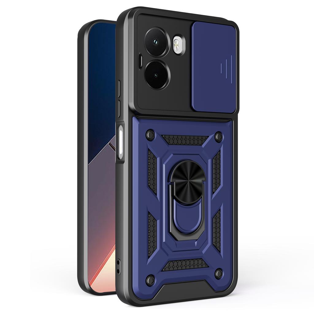 Для Xiaomi Poco M7 4G (169 мм) Чехол с выдвижной крышкой для камеры, PC+TPU, подставка, чехол для телефона